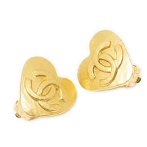Chanel CC Heart-shaped Clip On Earrings